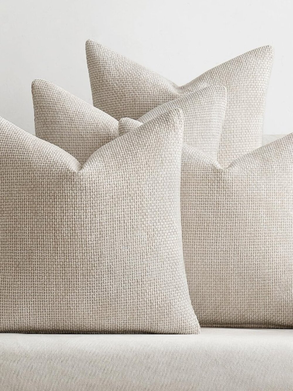 Soft Decorative Chenille Pillow Covers Cream 18x18 Pack of 4